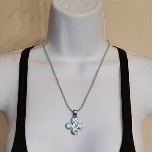 ARTISAN style rustic hammered cross on a beaded necklace